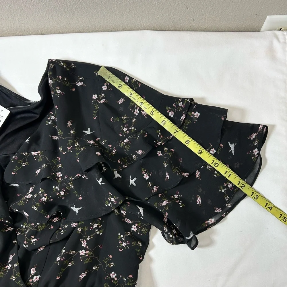 Torrid Black Floral Birds Print Chiffon Ruffled Wrap Versatile  Dress 2/2X/18-20 - Picture 13 of 16
